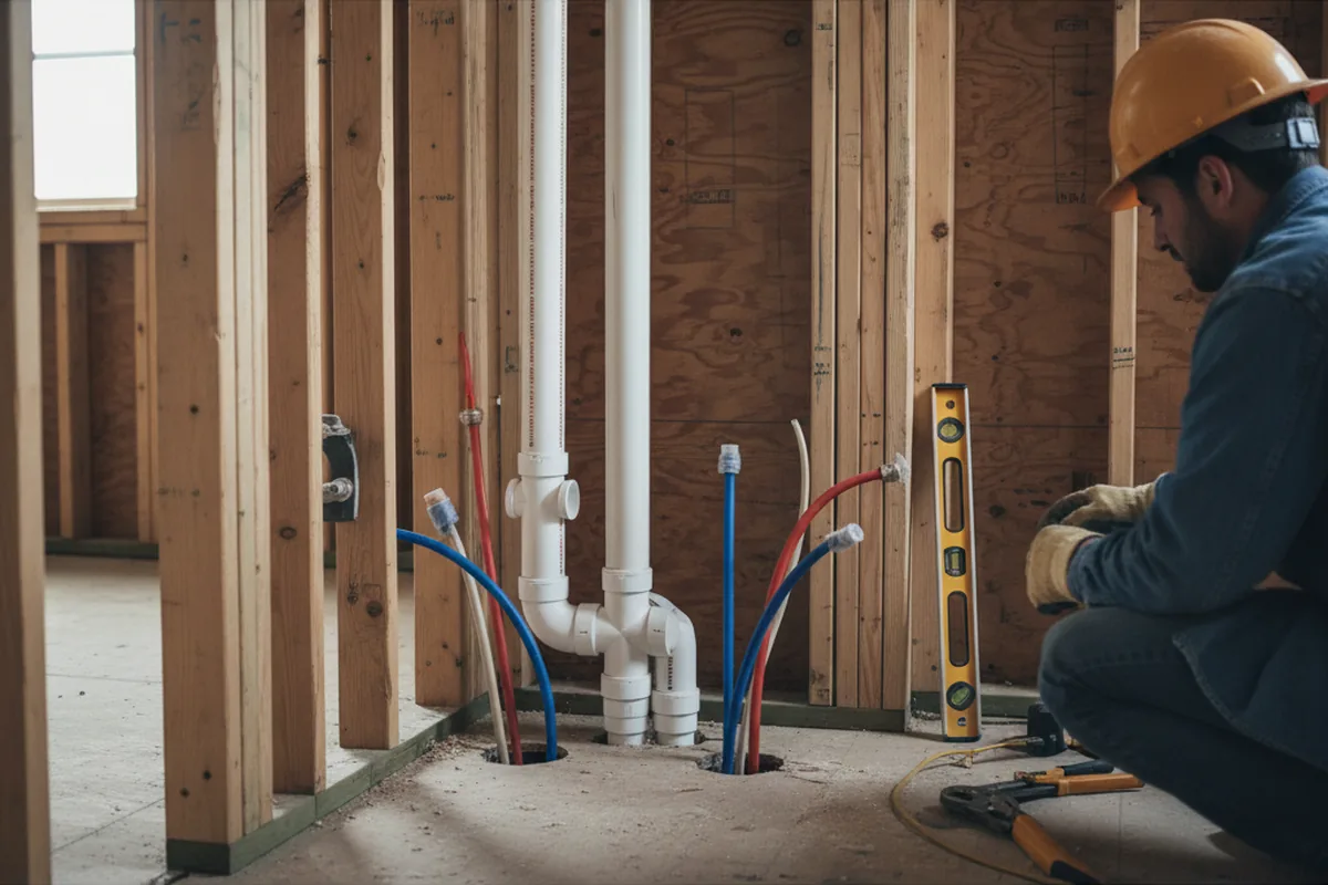 Drain and supply rough-in during Drain Cleaning in Slemp