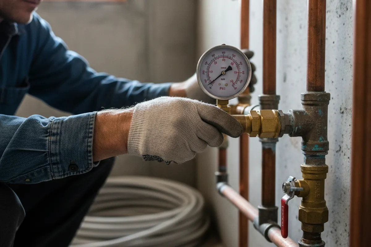 Pressure testing a repaired line during Water Line Repair in Slemp